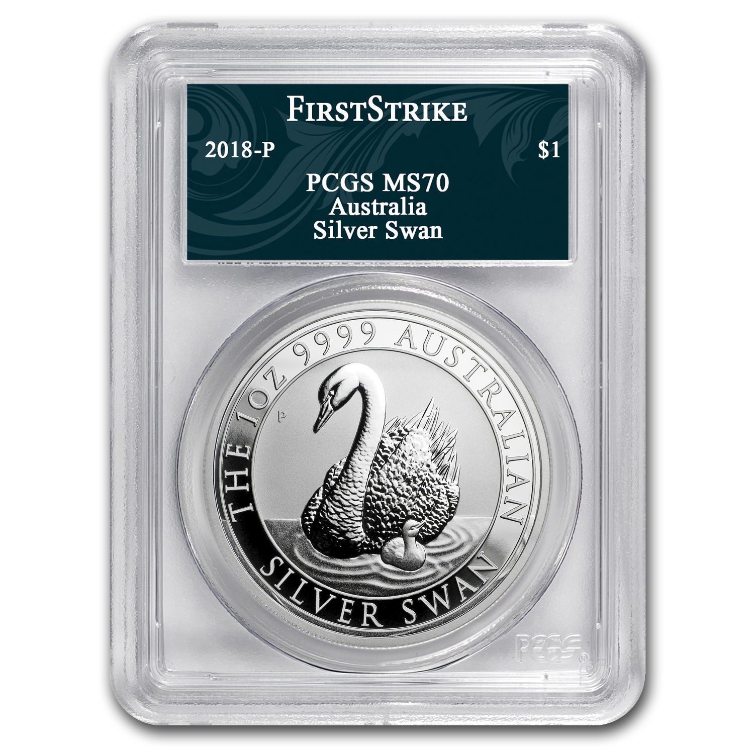 Buy 2018 Australia 1 oz Silver Swan MS-70 PCGS (FS, Swan Label)