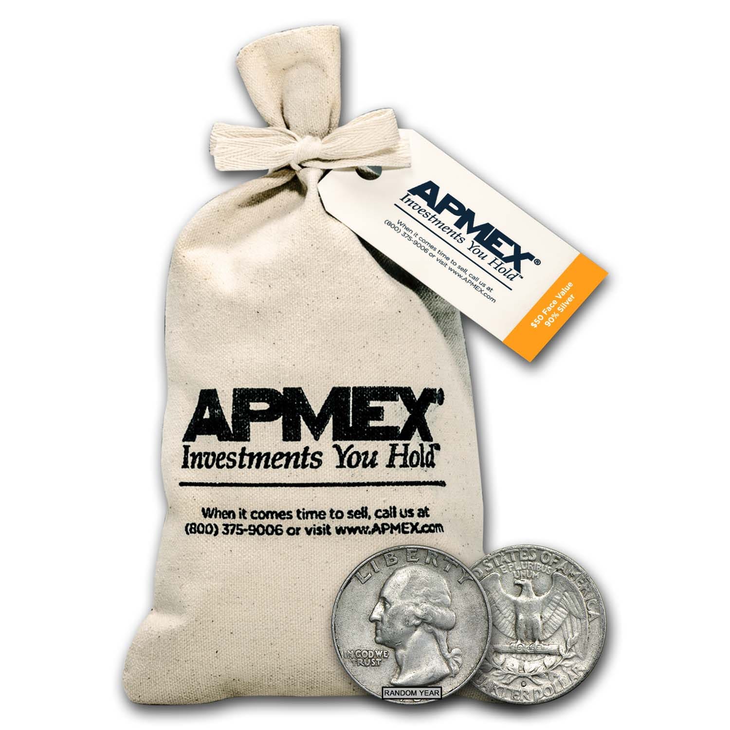 Buy 90% Silver Washington Quarters $50 Face Value Bag