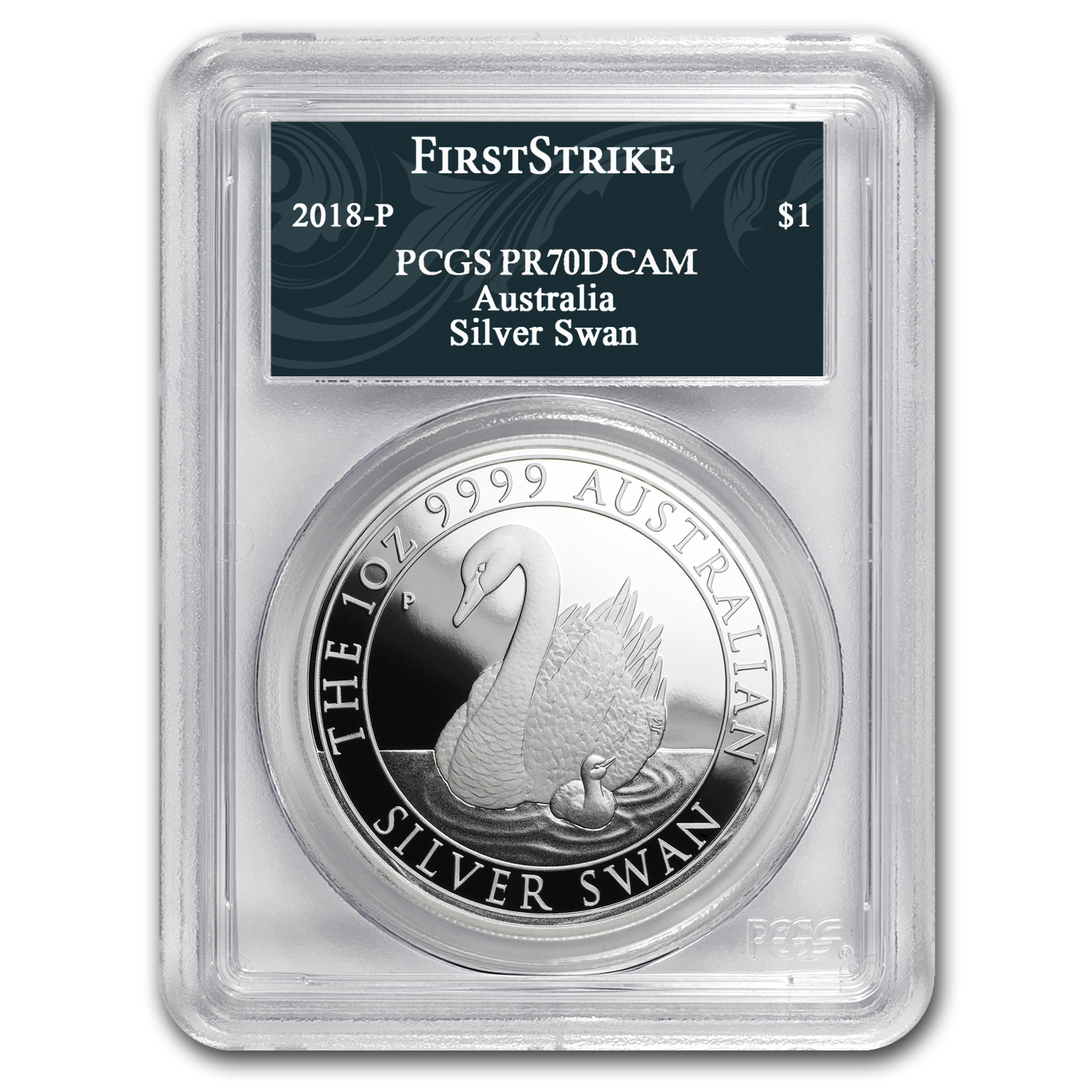 Buy 2018 Australia 1 oz Silver Swan PR-70 PCGS (FS, Swan Label)