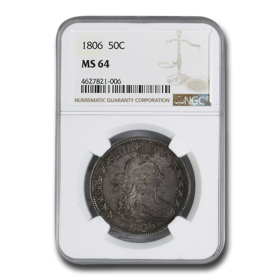 Buy 1806 Bust Half Dollar MS-64 NGC (Pointed 6, Stem)
