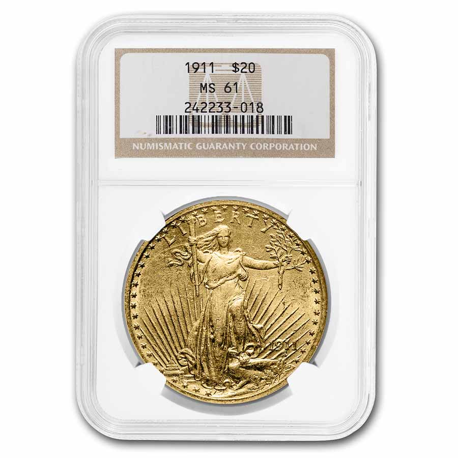 Buy 1911 $20 Saint-Gaudens Gold Double Eagle MS-61 NGC