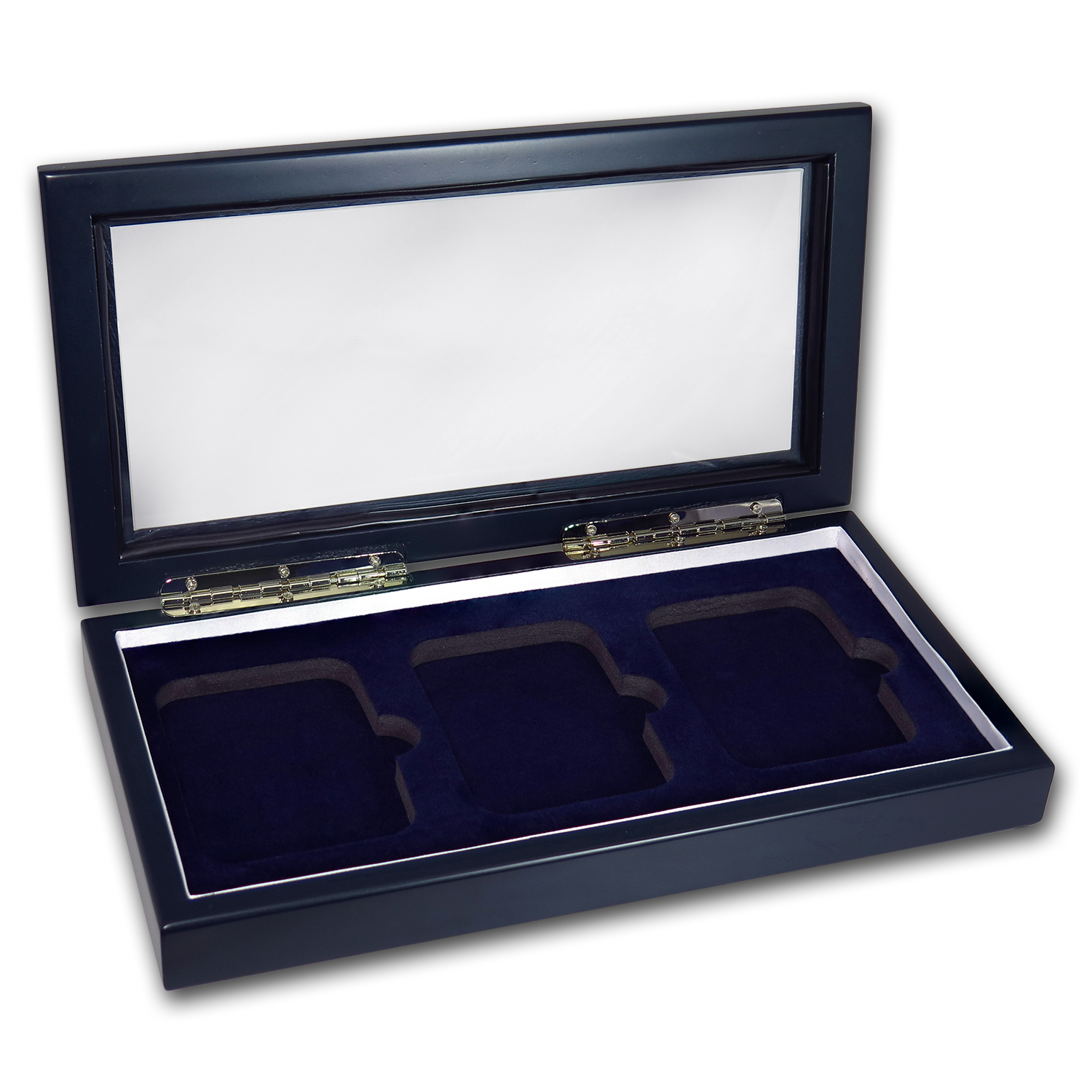 Buy Blue Wooden Glass Top Slab Display Box - Three Slab