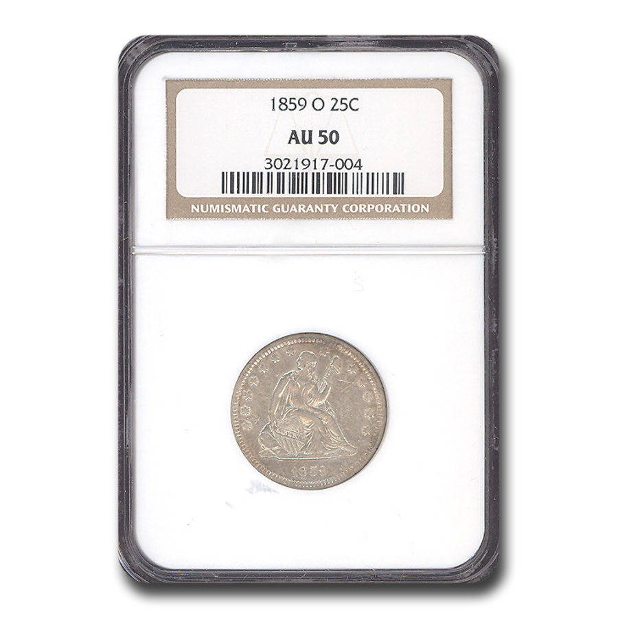 Buy 1859-O Liberty Seated Quarter AU-50 NGC