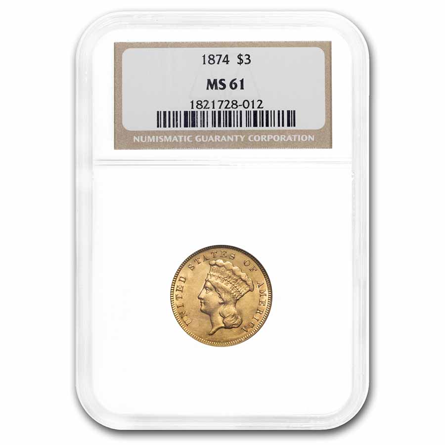Buy 1874 $3 Gold Princess MS-61 NGC