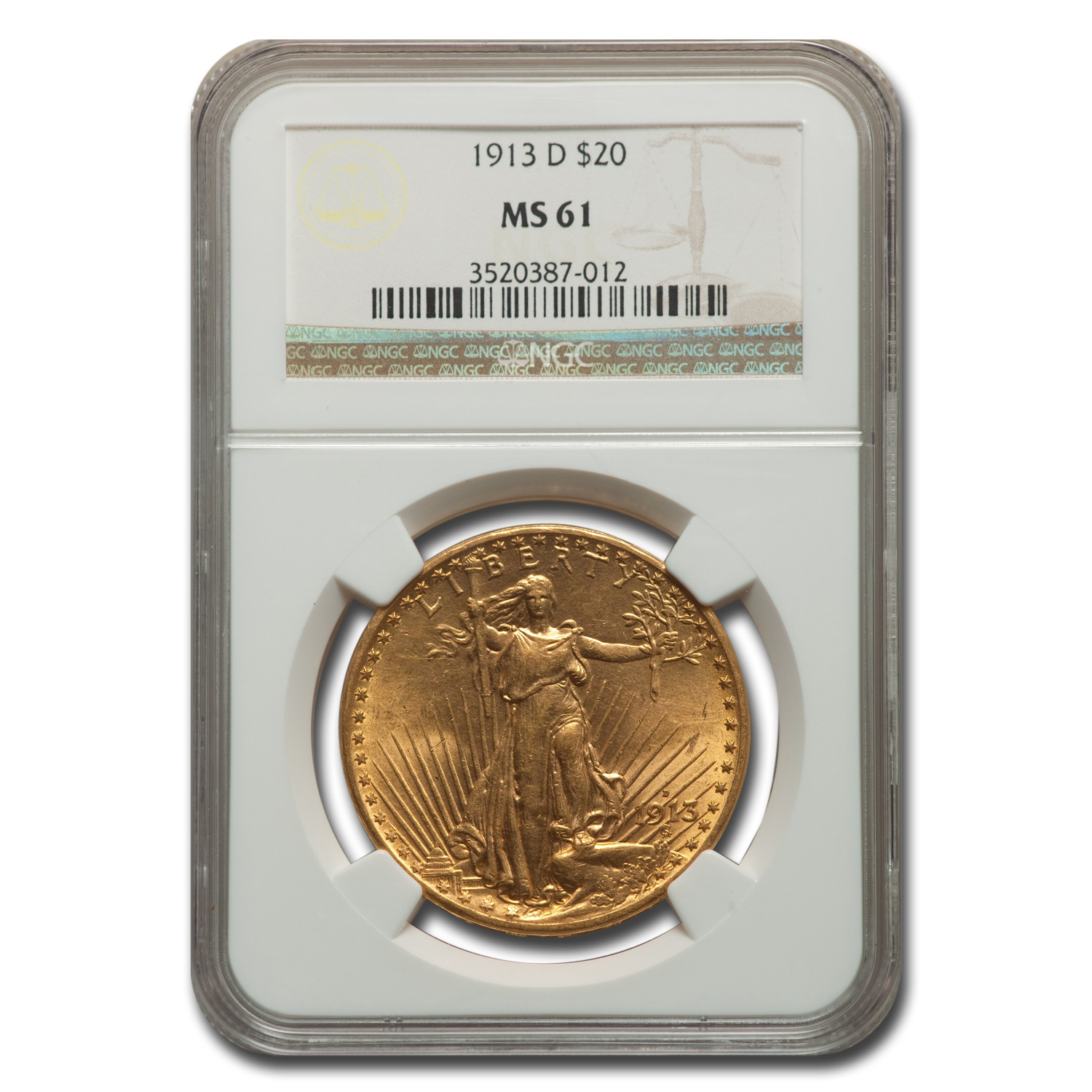 Buy 1913-D $20 Saint-Gaudens Gold Double Eagle MS-61 NGC