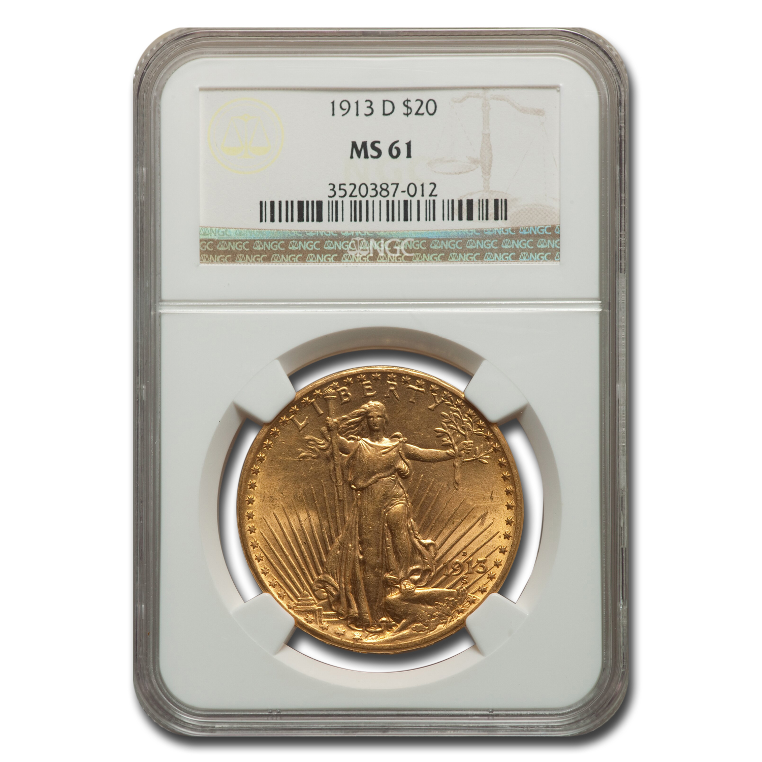 Buy 1913-D $20 Saint-Gaudens Gold Double Eagle MS-61 NGC