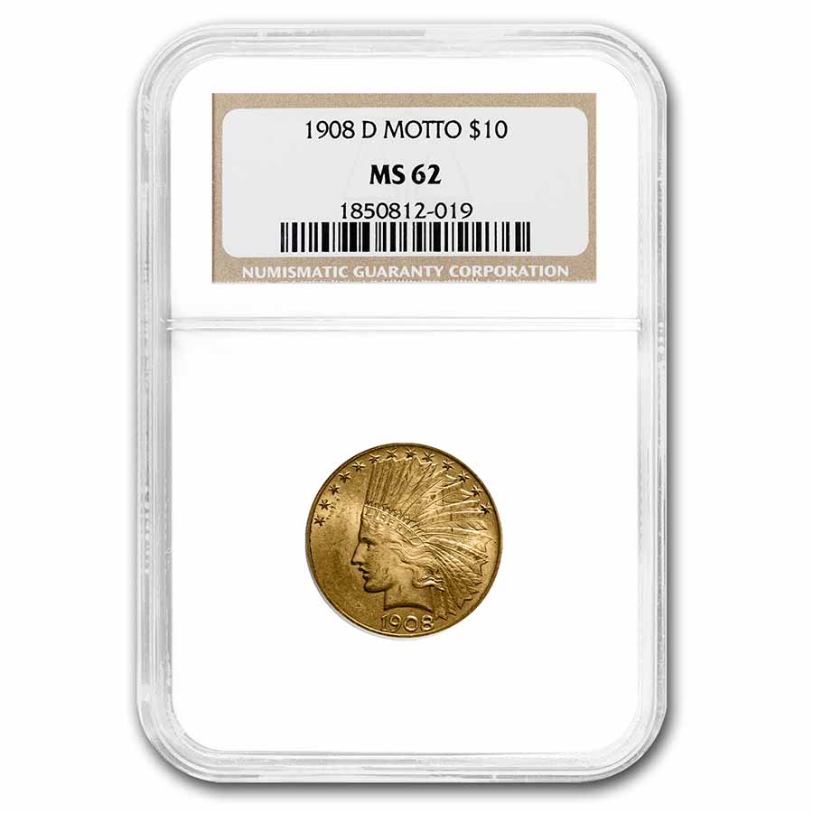 Buy 1908-D $10 Indian Gold Eagle w/Motto MS-62 NGC