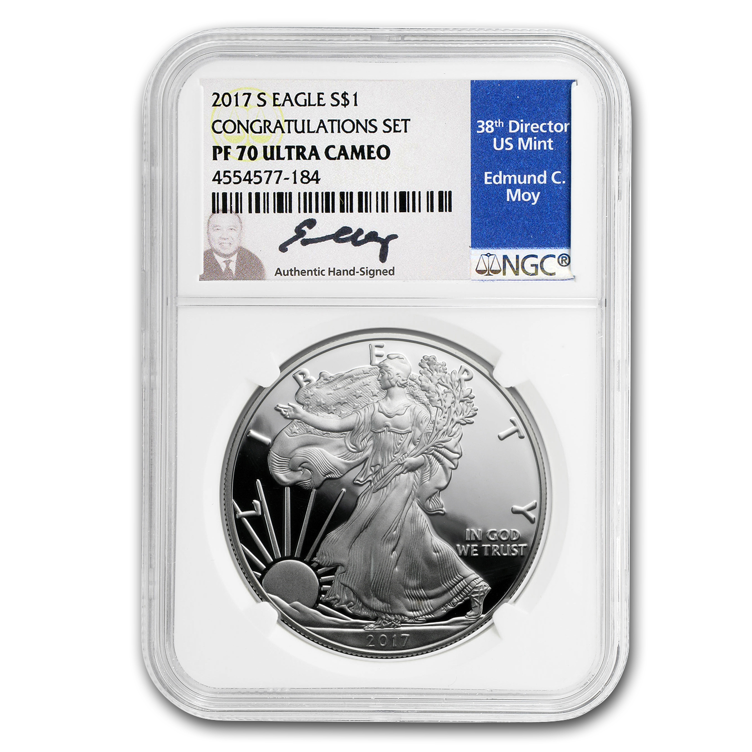 Buy 2017-S Proof Silver Eagle PF-70 NGC (Congratulations Set, Moy) - Click Image to Close