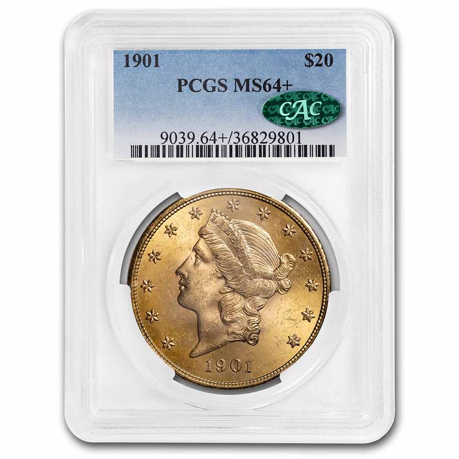 Buy 1901 $20 Liberty Gold Double Eagle MS-64+ PCGS CAC