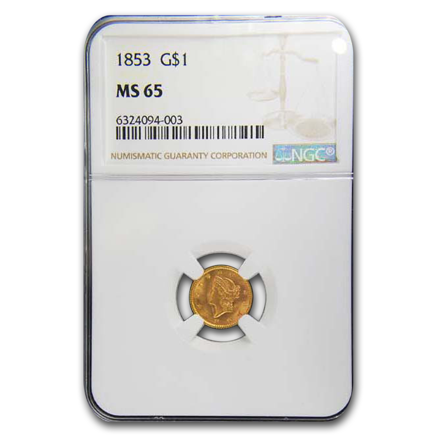 Buy 1853 $1 Liberty Head Gold Dollar MS-65 NGC - Click Image to Close