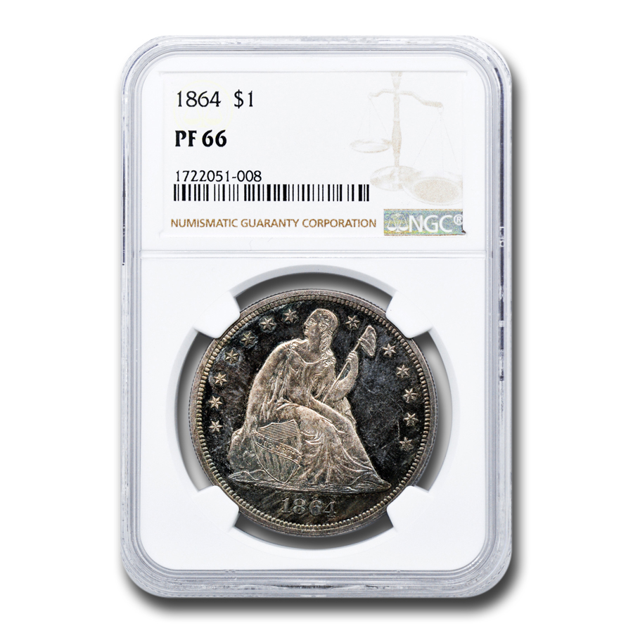 Buy 1864 Liberty Seated Dollar PF-66 NGC