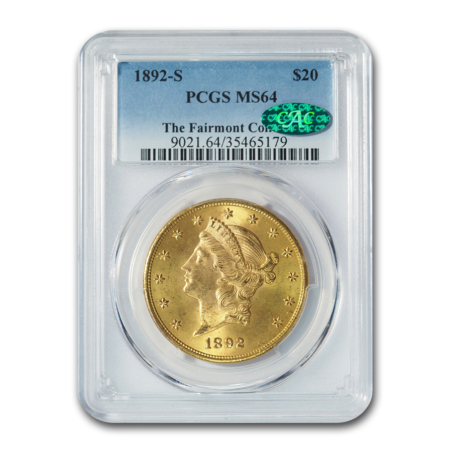 Buy 1892-S $20 Liberty Gold Double Eagle MS-64 PCGS CAC