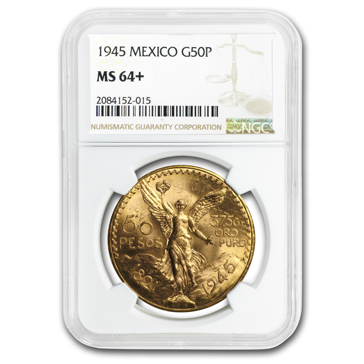 Buy 1945 Mexico Gold 50 Pesos MS-64+ NGC