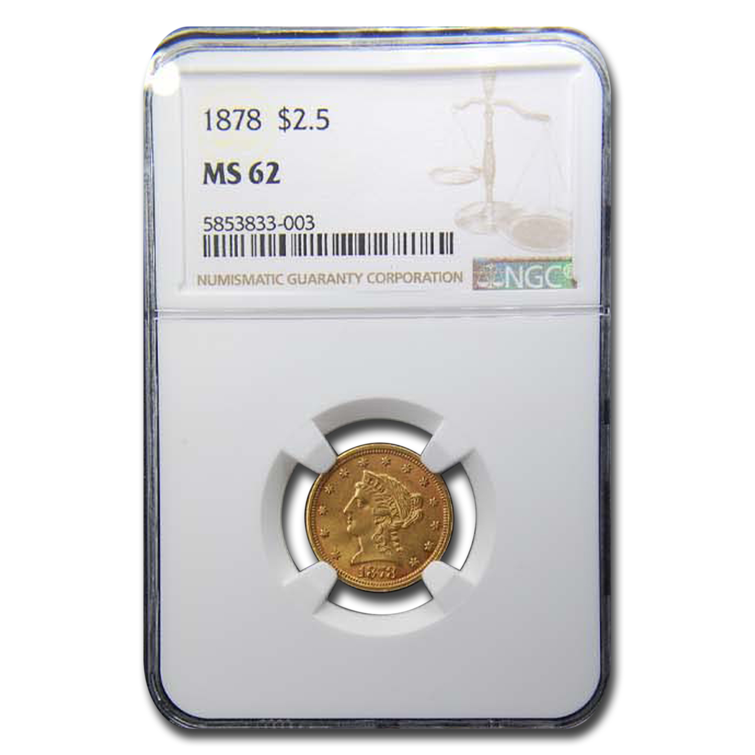Buy 1878 $2.50 Liberty Gold Quarter Eagle MS-62 NGC