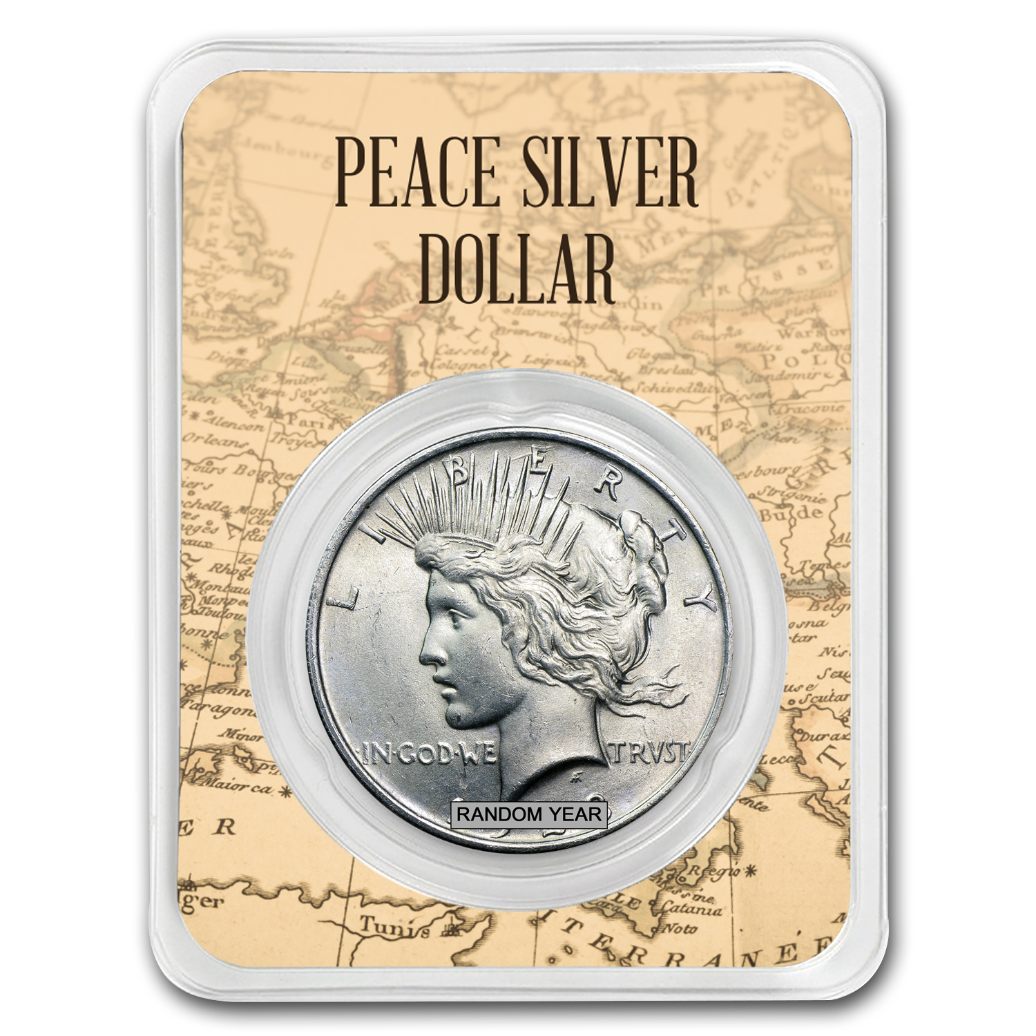 Buy 1922-1925 Peace Silver Dollar Eagle Map Card BU (Random Year)