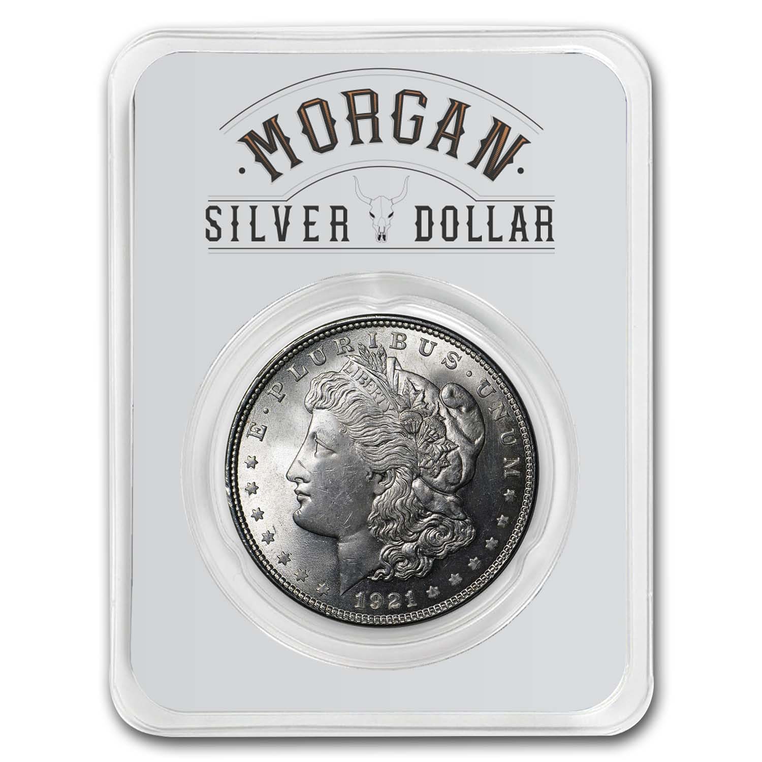 Buy 1921 Morgan Silver Dollar Long Horn Card BU