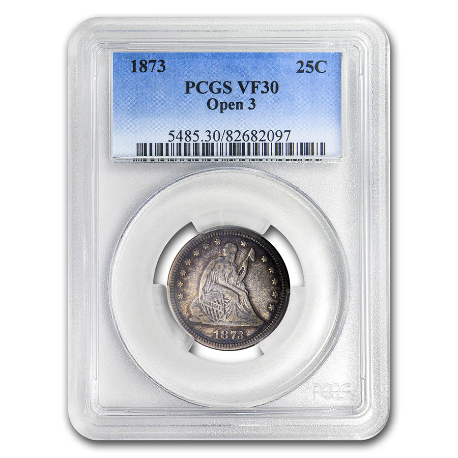 Buy 1873 Liberty Seated Quarter VF-30 PCGS (Open 3)