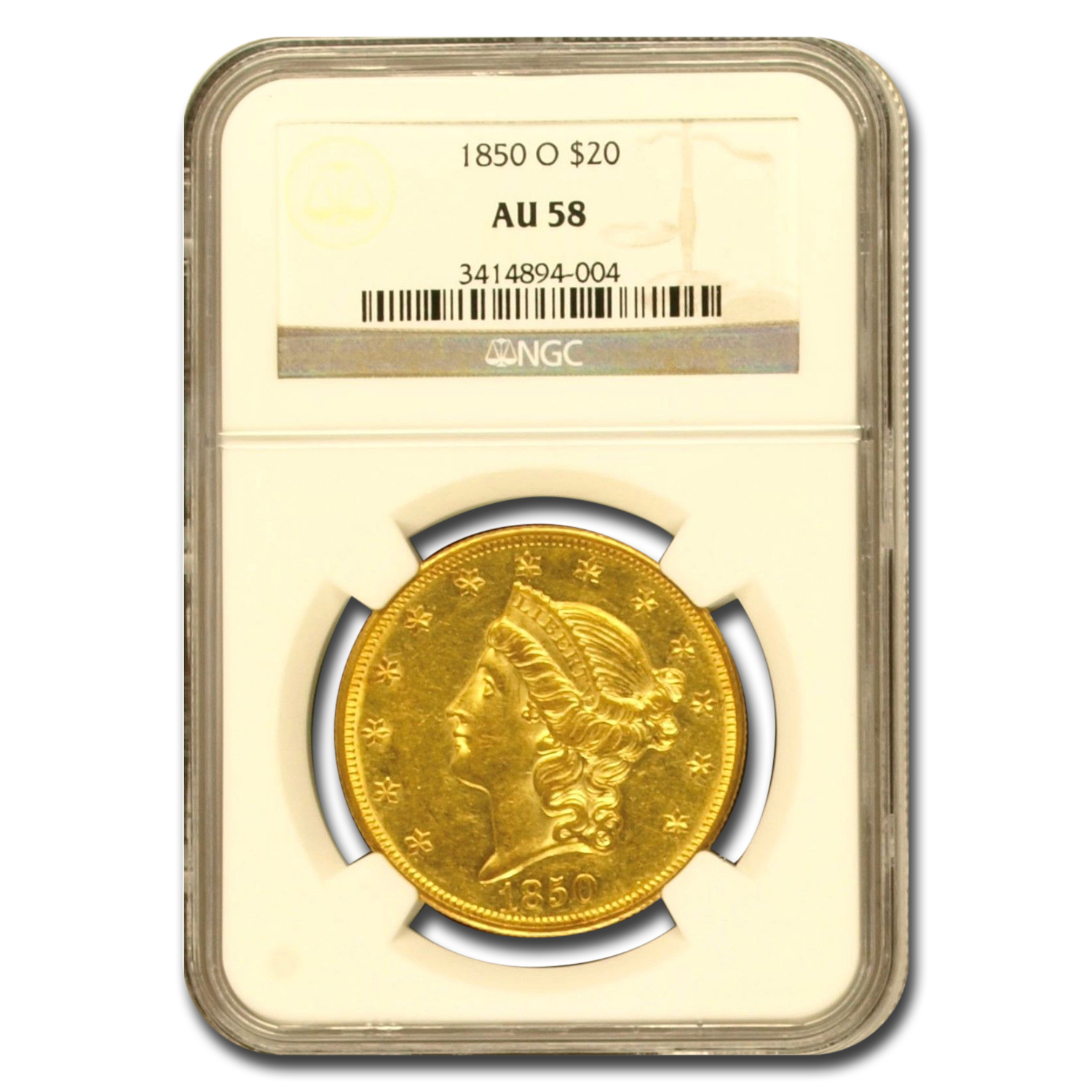 Buy 1850-O $20 Liberty Gold Double Eagle AU-58 NGC - Click Image to Close