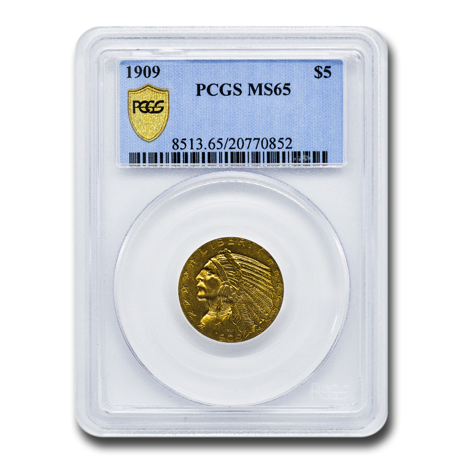 Buy 1909 $5 Indian Gold Half Eagle MS-65 PCGS