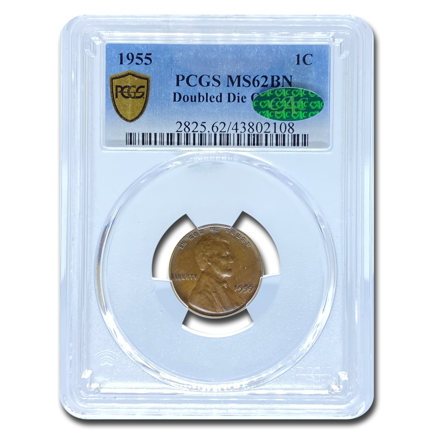 Buy 1955 Doubled Die Obverse Lincoln Cent MS-62 PCGS CAC (Brown)
