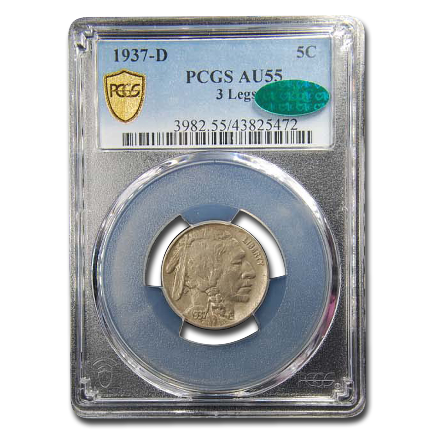 Buy 1937-D 3 Legged Buffalo Nickel AU-55 PCGS CAC