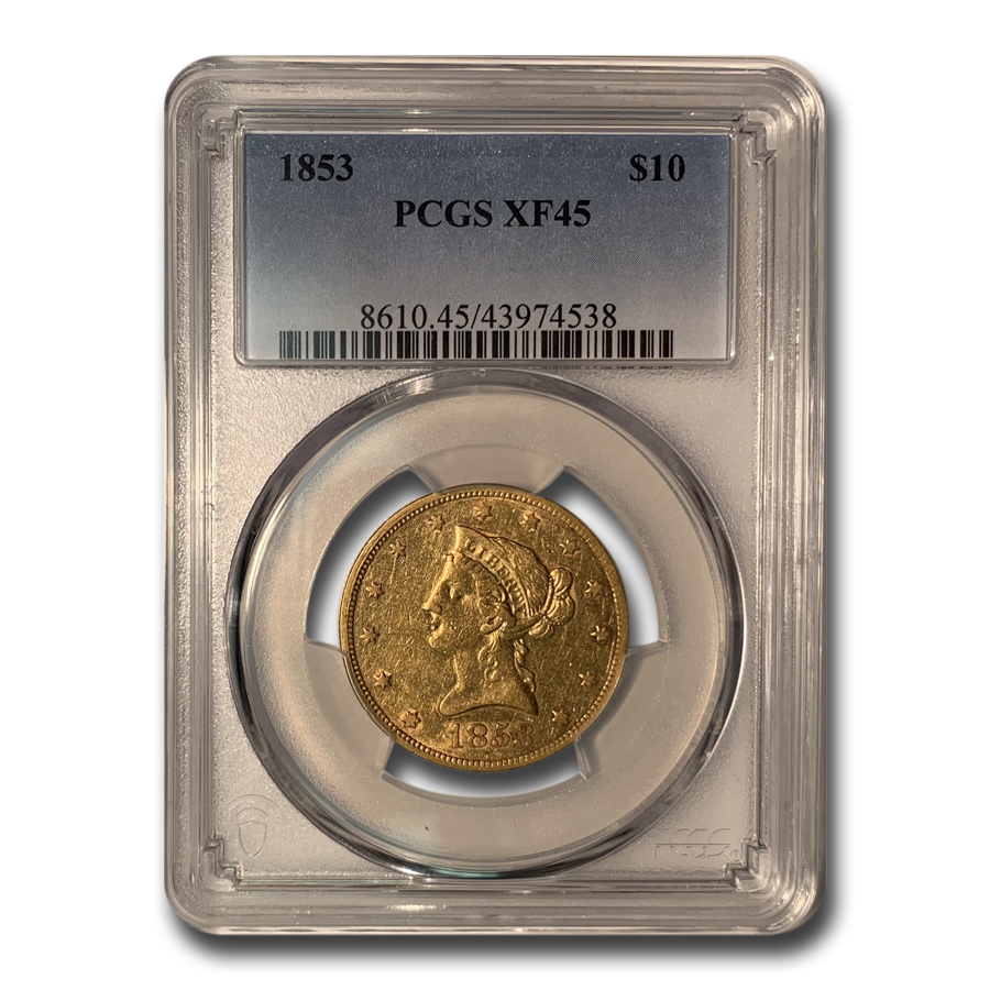 Buy 1853 $10 Liberty Gold Eagle XF-45 PCGS - Click Image to Close