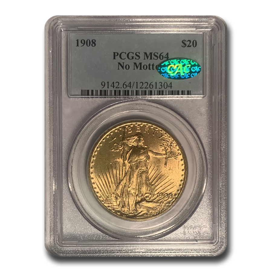 Buy 1908 $20 Saint-Gaudens Gold Double Eagle No Motto MS-64 PCGS(CAC) - Click Image to Close
