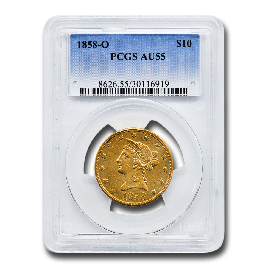 Buy 1858-O $10 Liberty Gold Eagle AU-55 PCGS - Click Image to Close