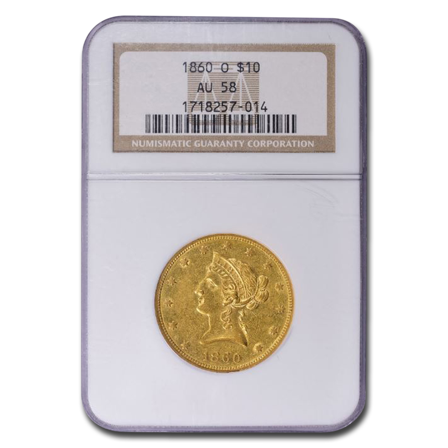 Buy 1860-O $10 Liberty Gold Eagle AU-58 NGC