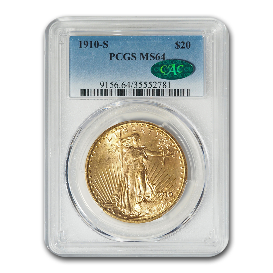 Buy 1910-S $20 Saint-Gaudens Gold Double Eagle MS-64 PCGS CAC