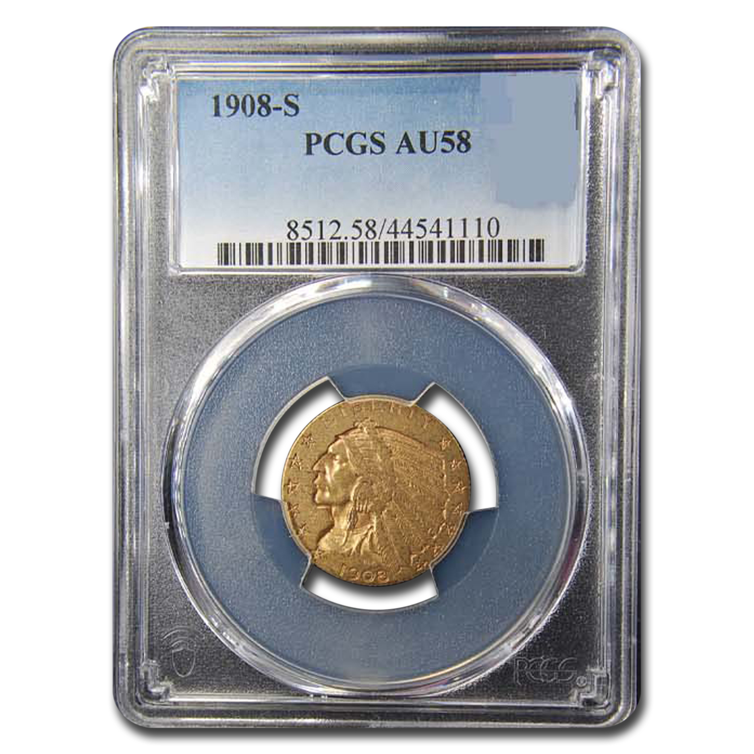 Buy 1908-S $5 Indian Gold Half Eagle AU-58 PCGS - Click Image to Close