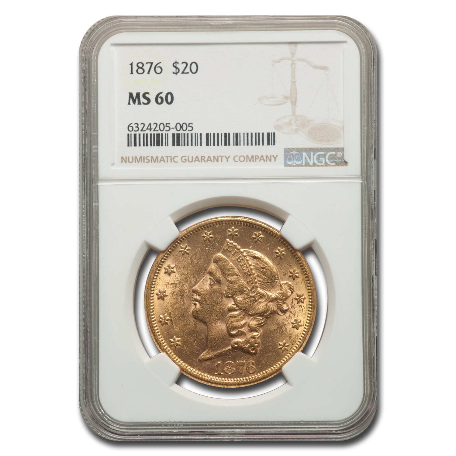 Buy 1876 $20 Liberty Gold Double Eagle MS-60 NGC