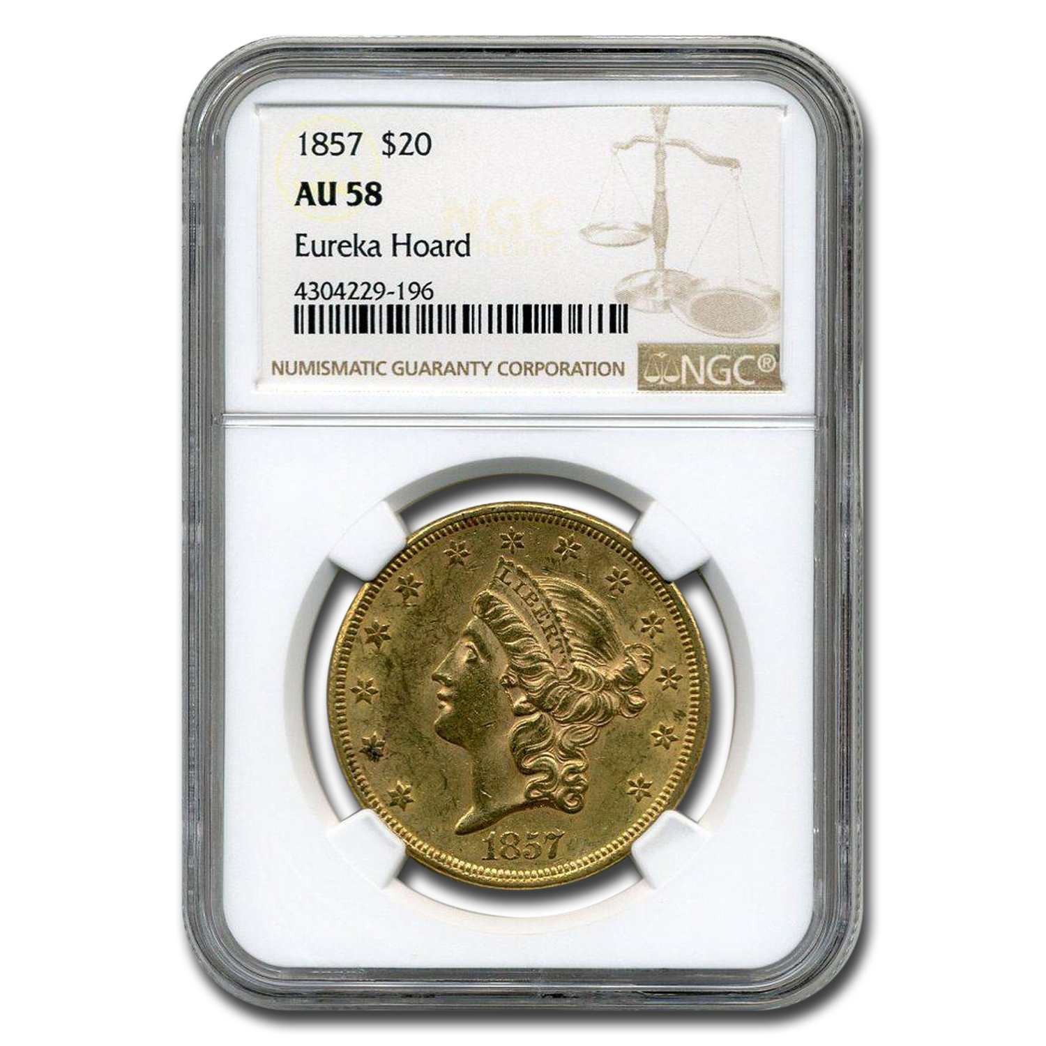 Buy 1857 $20 Liberty Gold Double Eagle AU-58 NGC