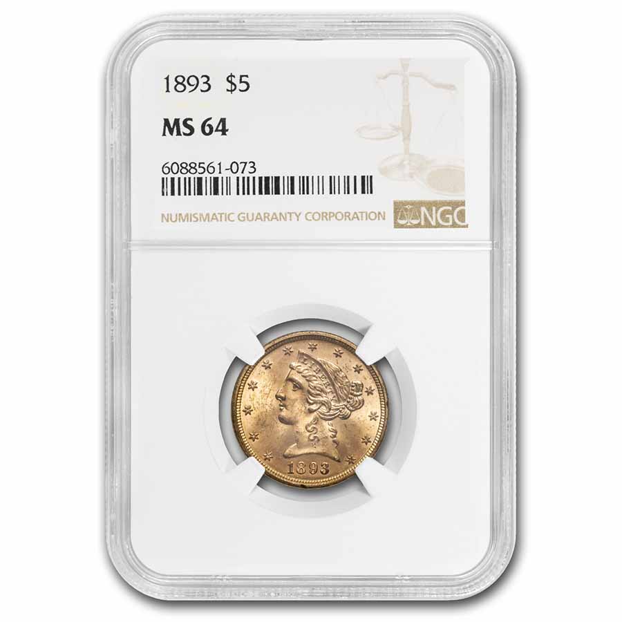 Buy 1893 $5 Liberty Gold Half Eagle MS-64 NGC - Click Image to Close