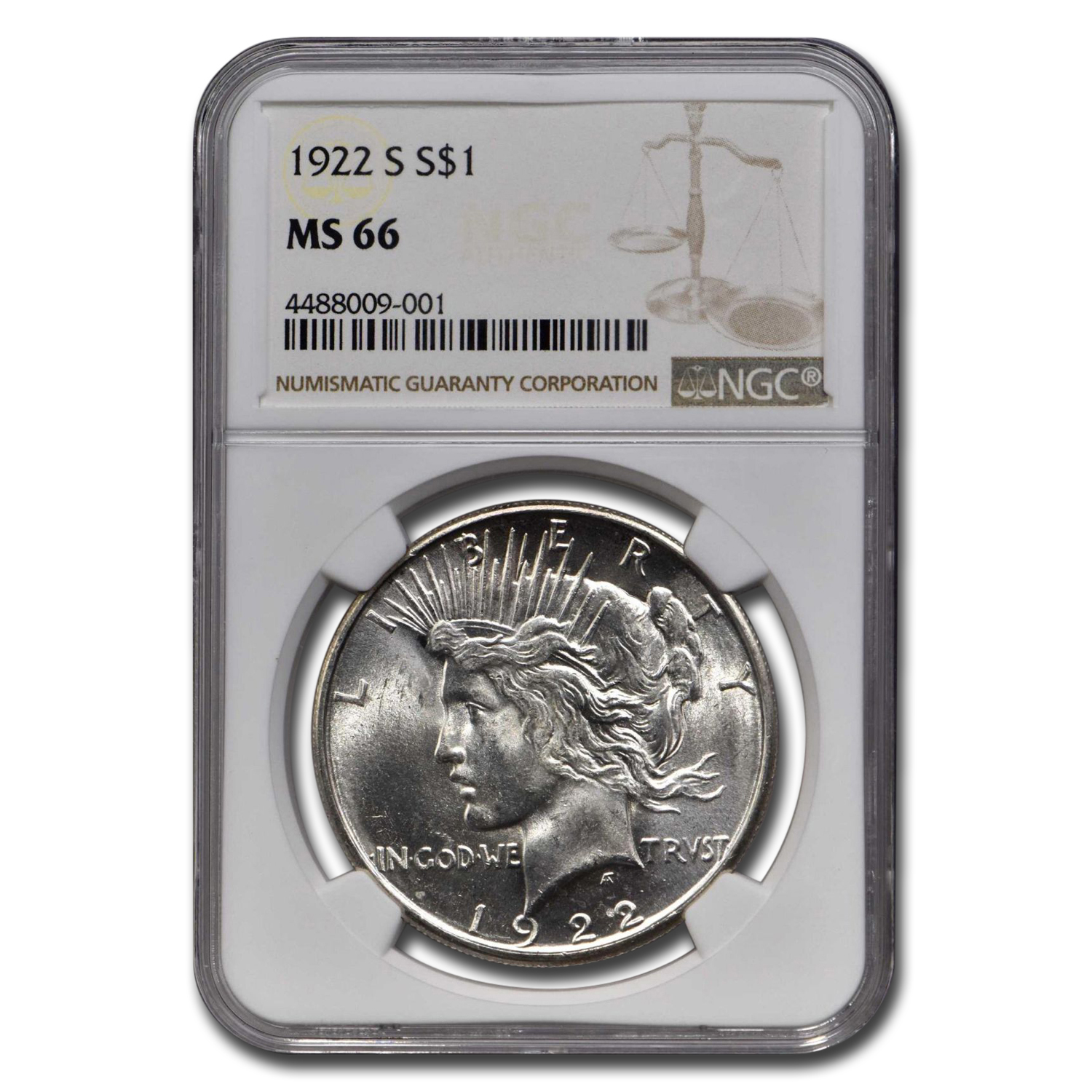 Buy 1922-S Peace Dollar MS-66 NGC