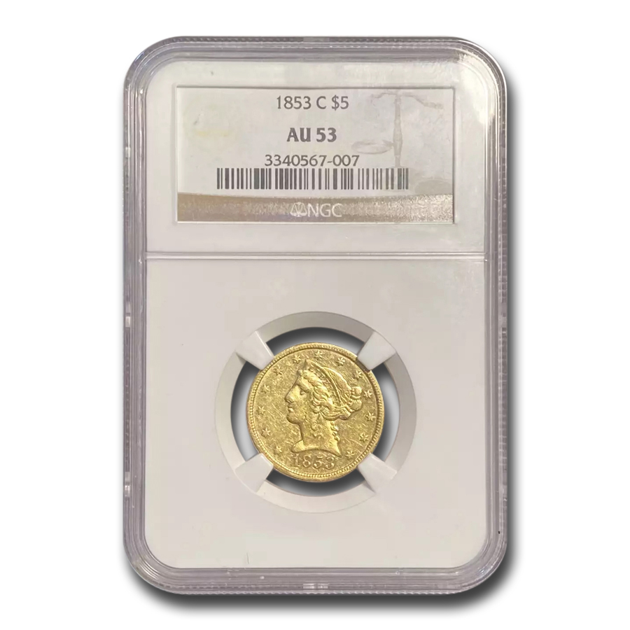 Buy 1853-C $5 Liberty Gold Half Eagle AU-53 NGC - Click Image to Close