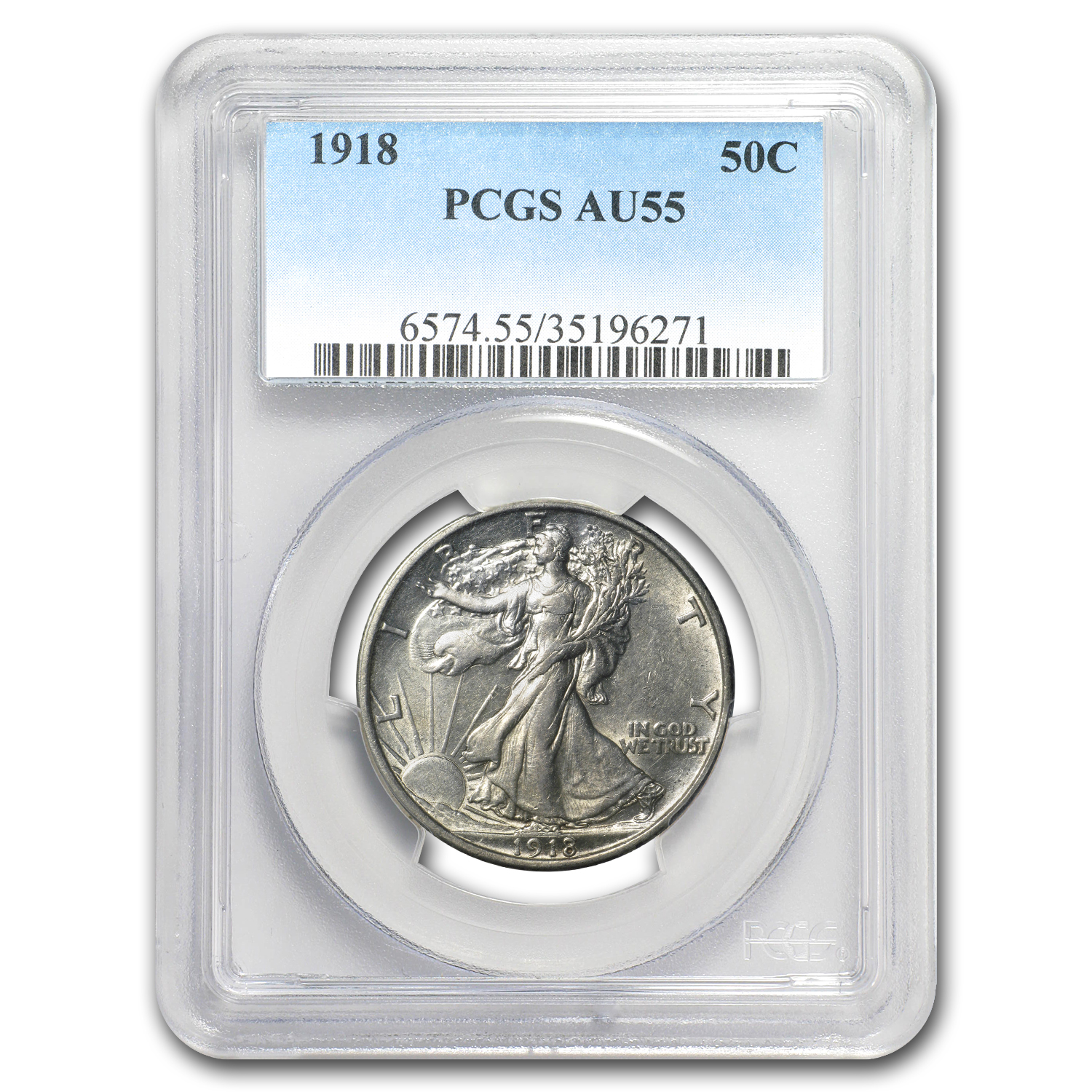 Buy 1918 Walking Liberty Half Dollar AU-55 PCGS