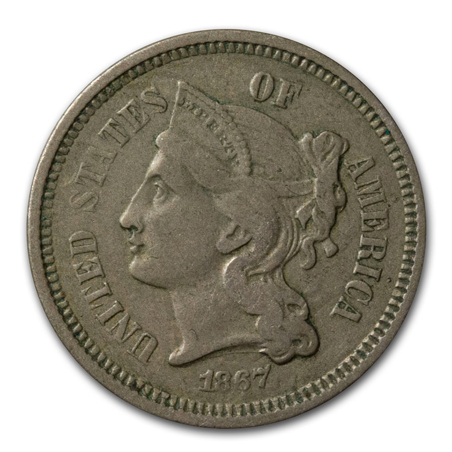 Buy 1867 3 Cent Nickel VF