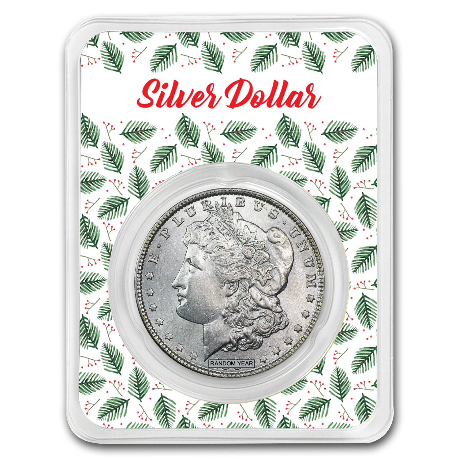Buy 1878-1904 Morgan Silver Dollar BU w/Merry Christmas Card