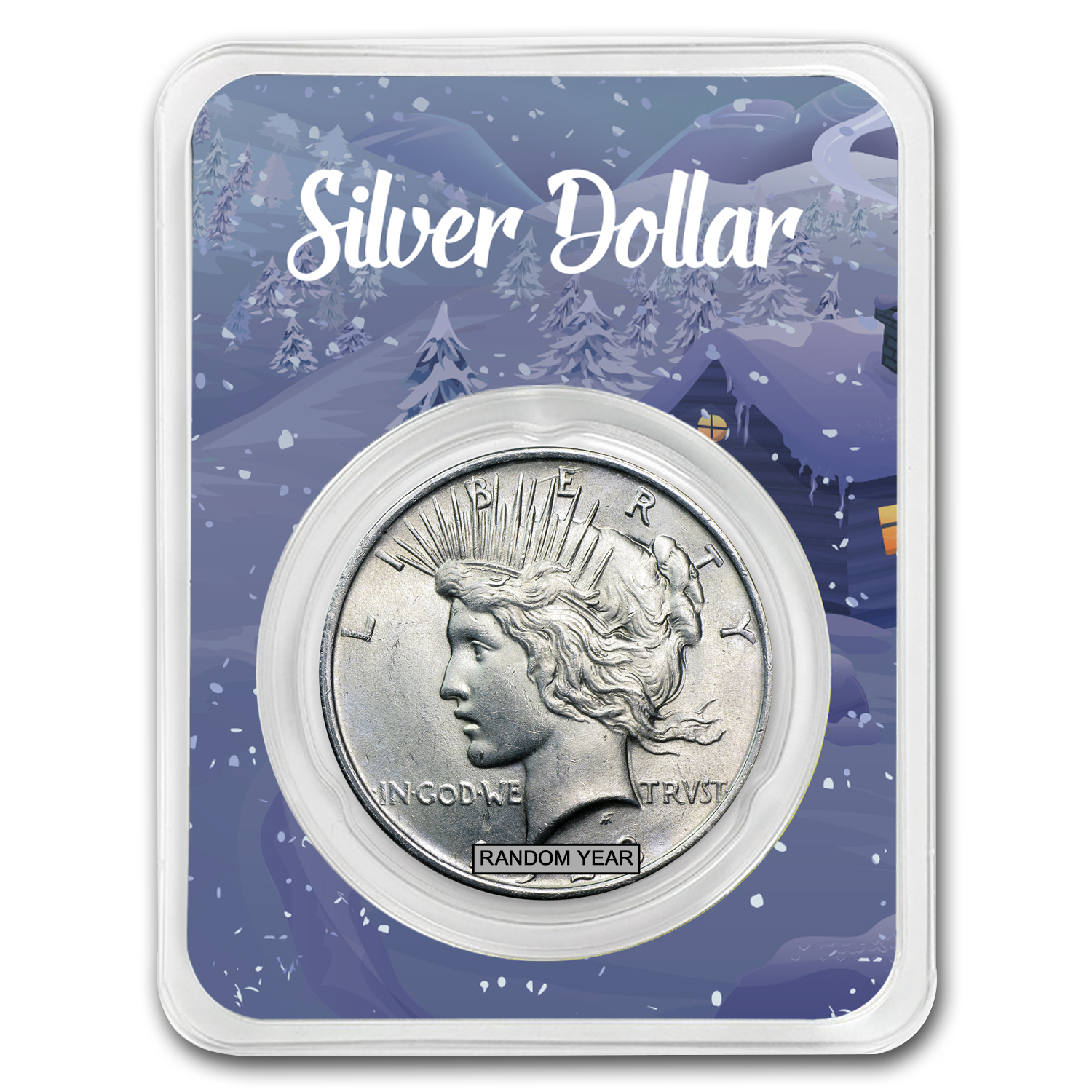 Buy 1922-1935 Peace Silver Dollar BU - w/Happy Holidays Card - Click Image to Close