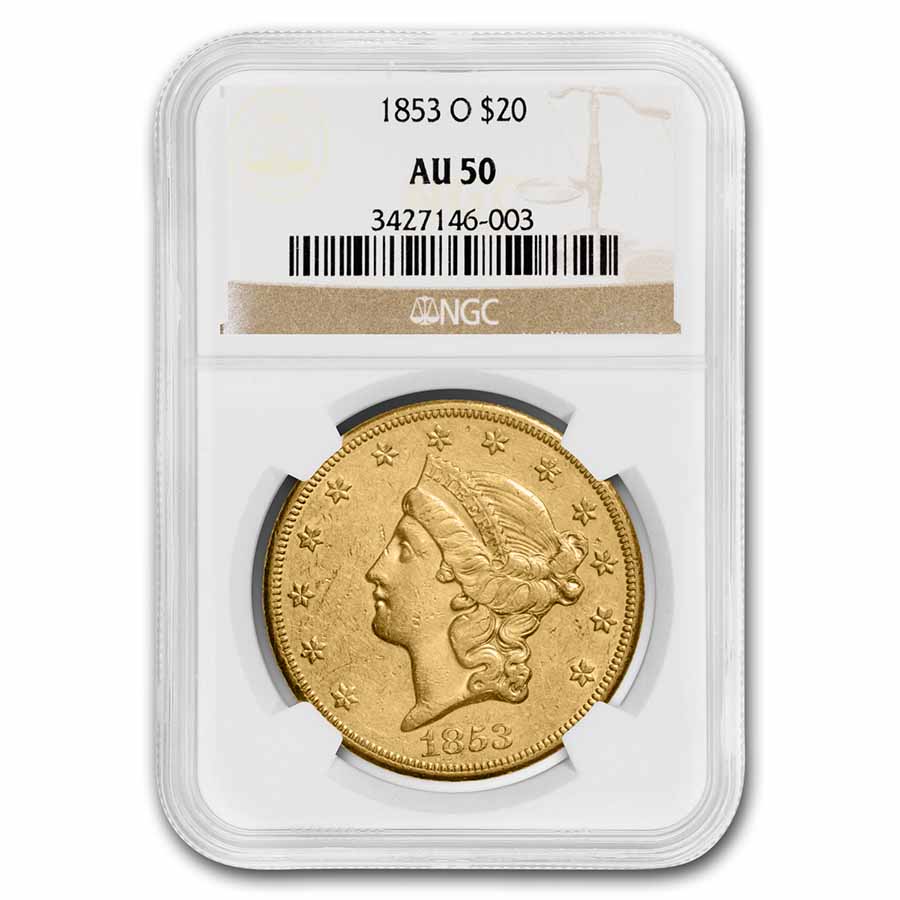 Buy 1853-O $20 Liberty Gold Double Eagle AU-50 NGC - Click Image to Close