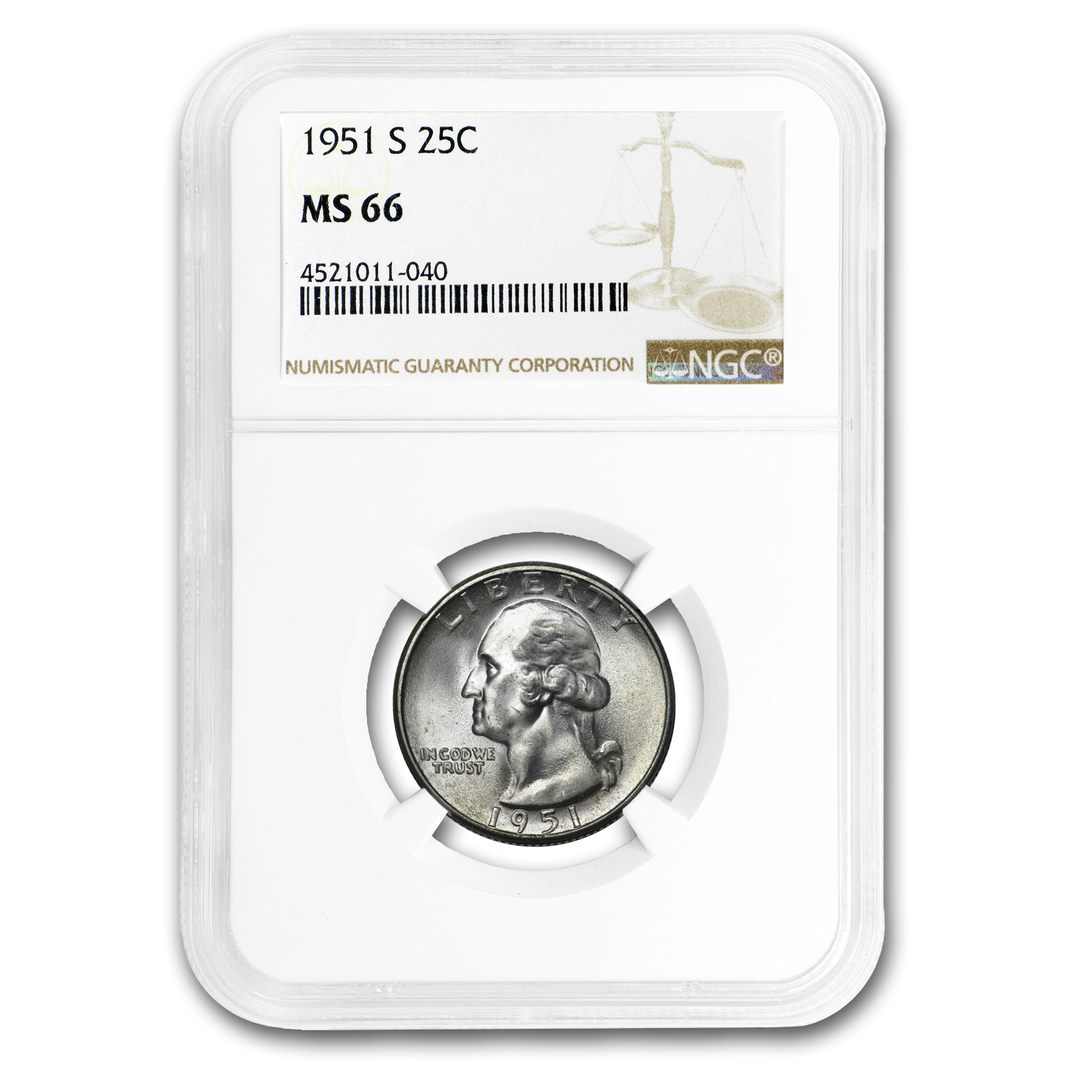 Buy 1951-S Washington Quarter MS-66 NGC