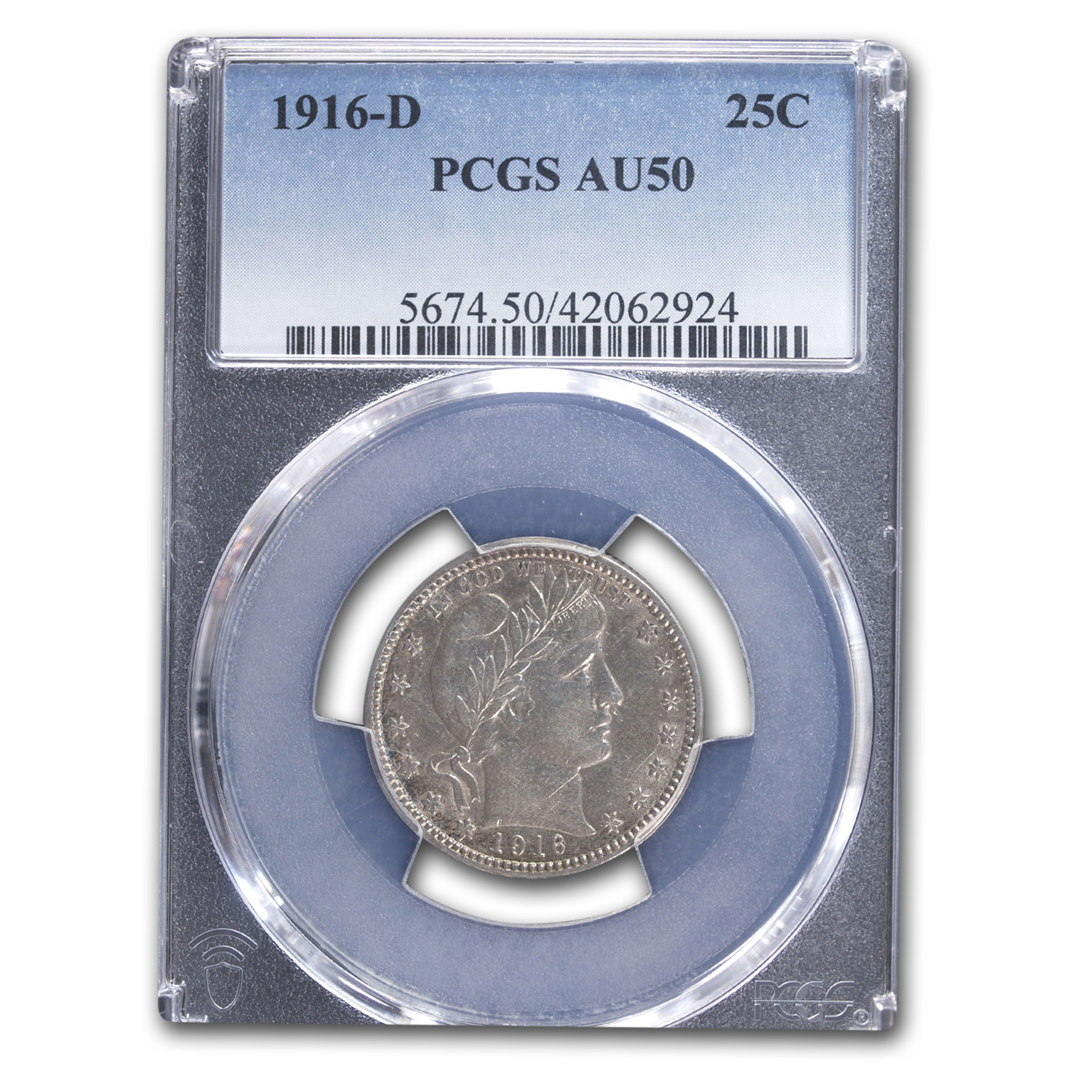 Buy 1916-D Barber Quarter AU-50 PCGS