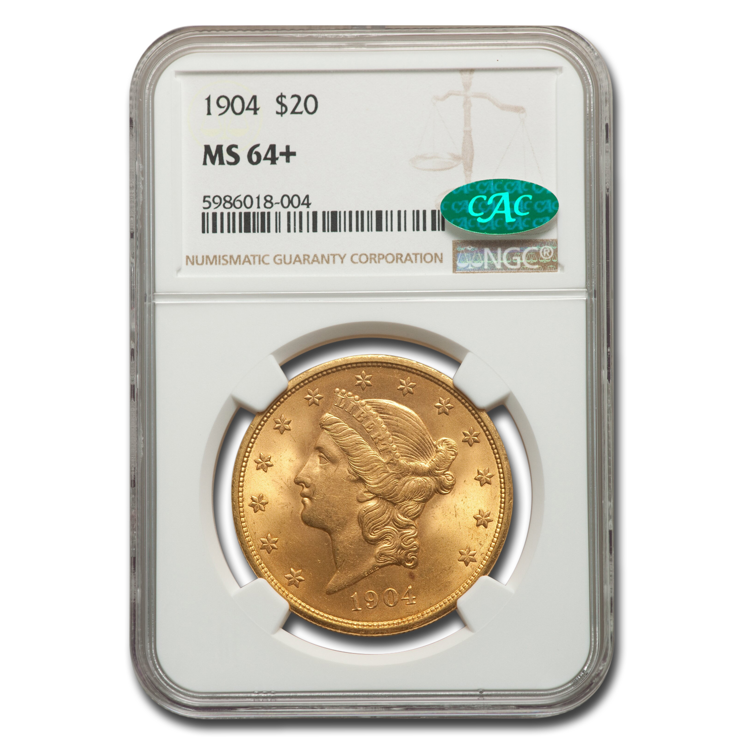 Buy 1904 $20 Liberty Gold Double Eagle MS-64+ NGC (CAC, Plus)