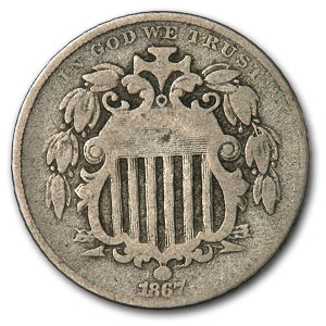 Buy 1867 Shield Nickel w/o Rays Fine