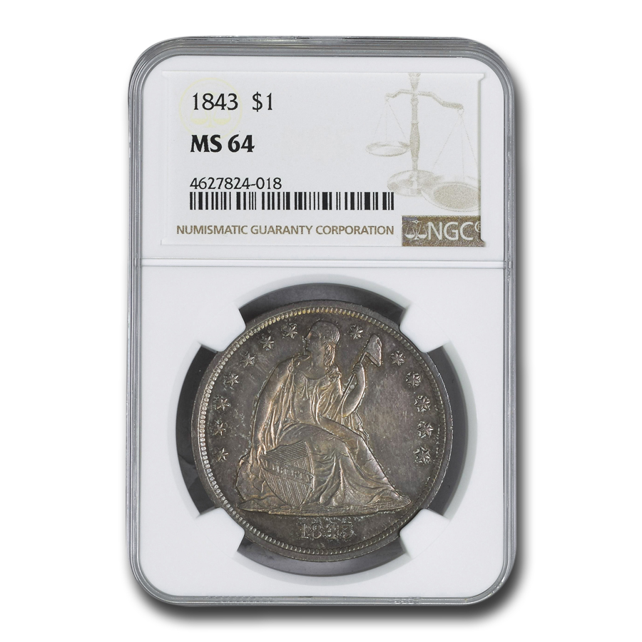 Buy 1843 Liberty Seated Dollar MS-64 NGC - Click Image to Close