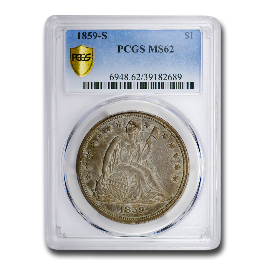 Buy 1859-S Liberty Seated Dollar MS-62 PCGS