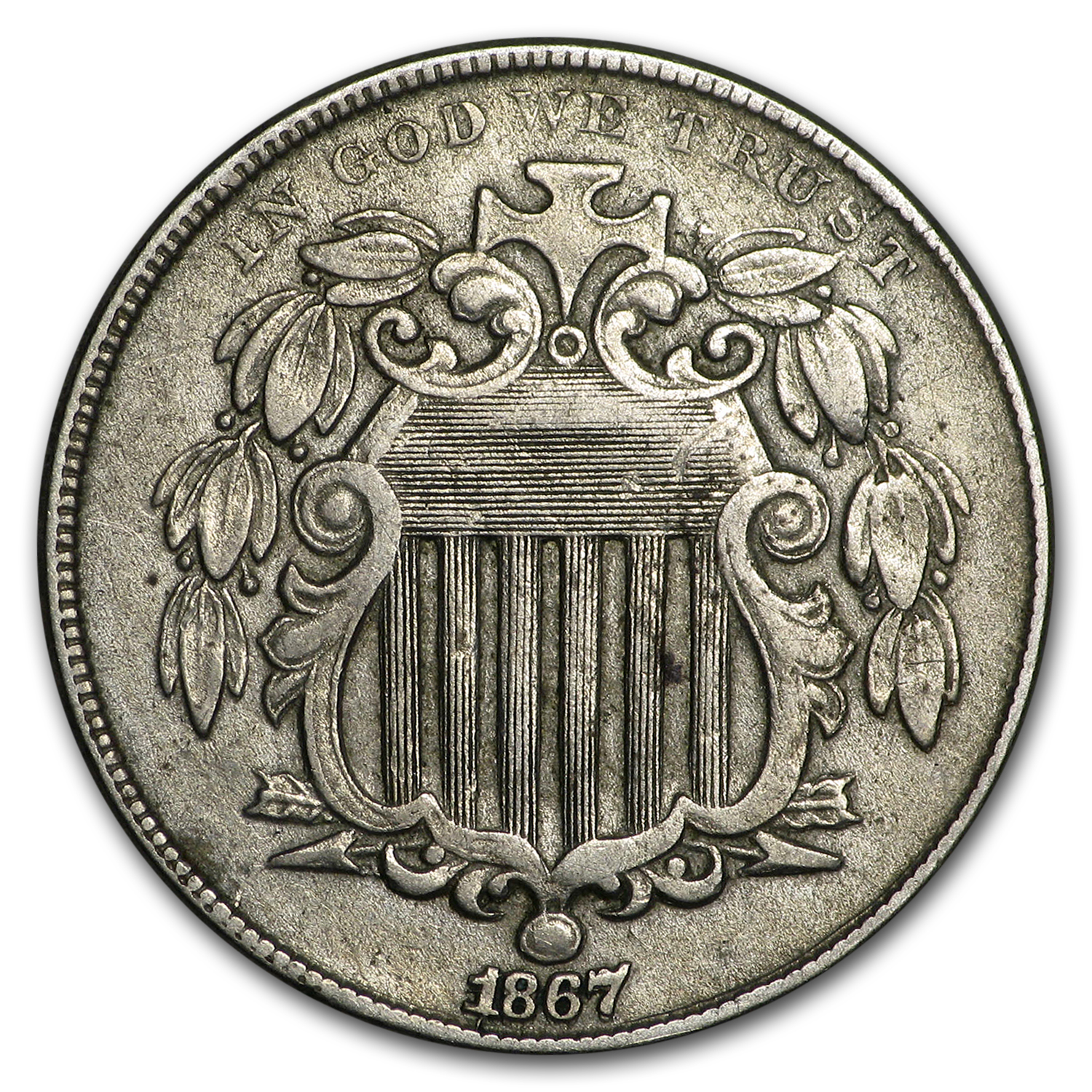 Buy 1867 Shield Nickel w/o Rays XF