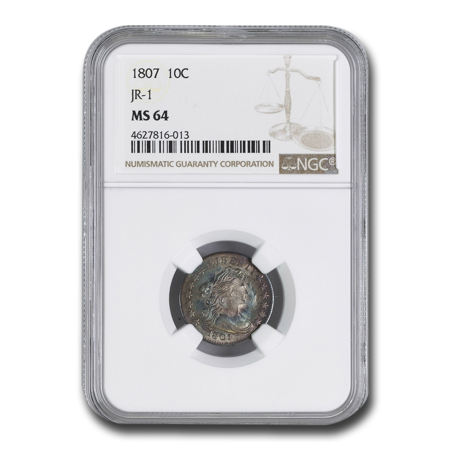 Buy 1807 Draped Bust Dime MS-64 NGC (JR-1) - Click Image to Close