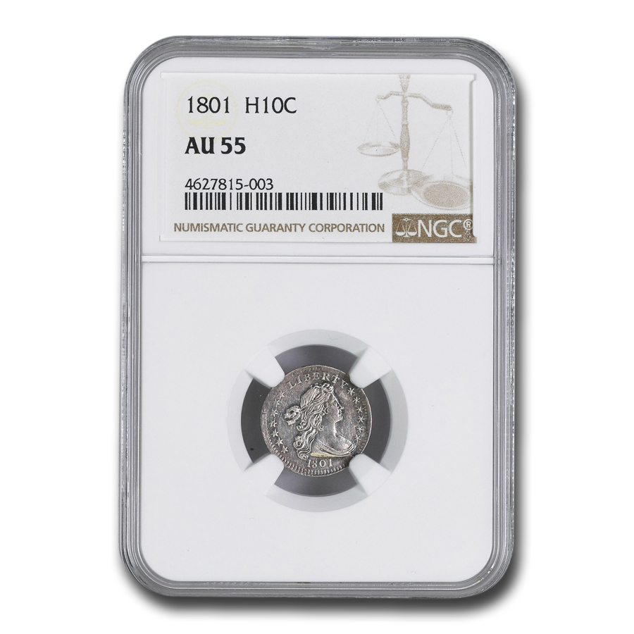 Buy 1801 Draped Bust Half Dime AU-55 NGC